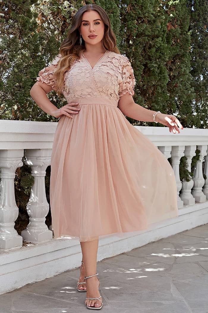 Robe De C?�r?�monie Grande Taille Rose Poudr?�e - Champ??tre et Champagne